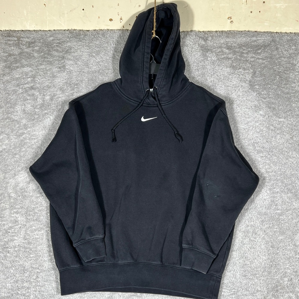 Nike Solo Swoosh Center Logo Fleece Hoodie Black Mens Small BV2654-010
